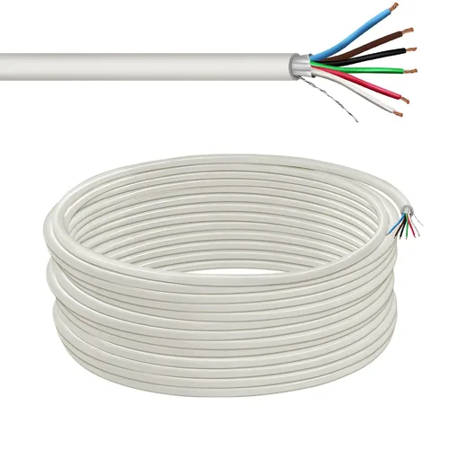 Vista 34 de Cable CMP Plenum blindado trenzado de conexión de cable, cable de bajo voltaje CL3P listado por UL, 22 AWG 2 conductores, carrete de 500 pies, blanco