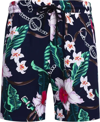 Vista 5 de COOFANDY - Conjunto de camisa hawaiana floreada de manga corta con botones para hombre