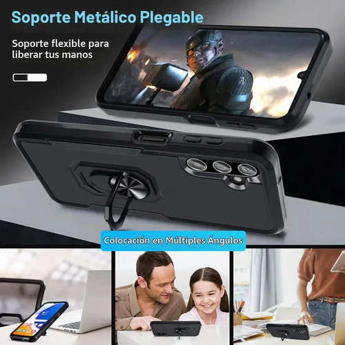 Vista 2 de Janmitta Funda compatible con Samsung Galaxy A14 5G con protector de pantalla + protector de lente de cámara, funda resistente de servicio pesado