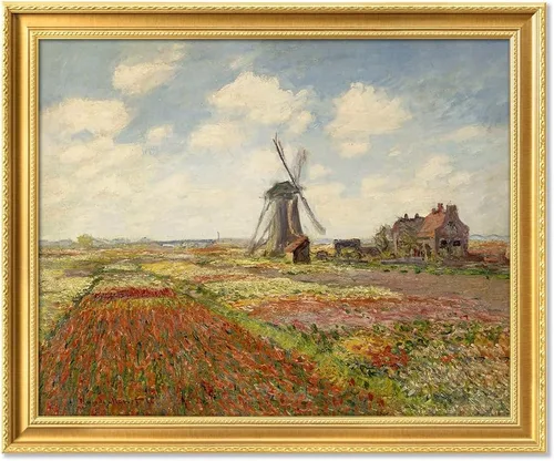 Vista 22 de IPIC - Reproducción artística de los lirios de agua de Claude Monet 1906, impresiones giclée coinciden con el marco dorado clásico, arte de pared