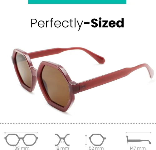 Vista 4 de 2SeeLife Gafas de sol hexagonales de gran tamaño para mujer con protección solar completa, gafas de sol resistentes para mujer, tonos retro