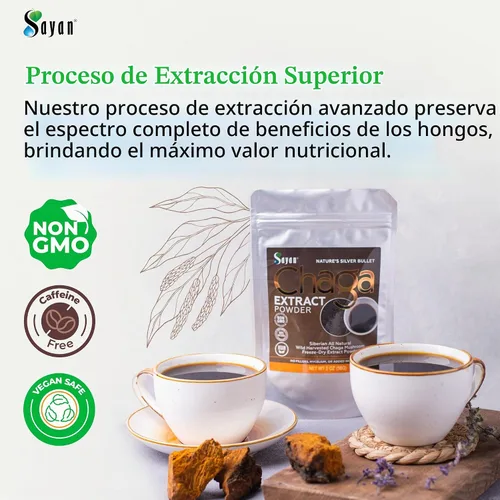 Vista 6 de Polvo extracto hongo chaga siberiano. Súper antioxidante, ayuda al sistema inmune., 2 onza, 1