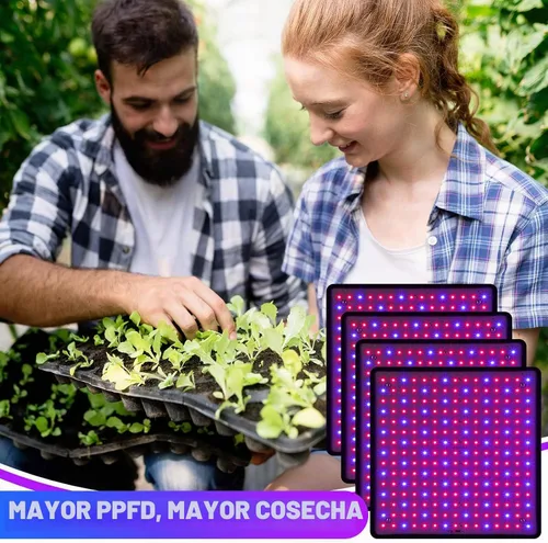 Vista 7 de Liliful 4 paneles de luces de cultivo artificiales de espectro completo de 200 W con 225 LED para interior y exterior para tienda de campaña de Azul