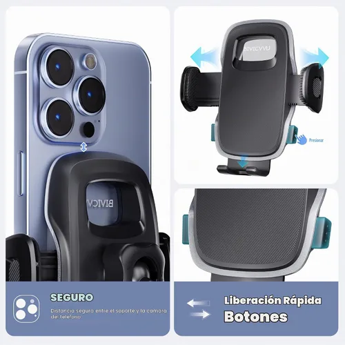 Vista 4 de Soporte de teléfono para automóvil, soporte para parabrisas de salpicadero de automóvil, brazo telescópico ajustable de 360° (4.8-7 pulgadas)