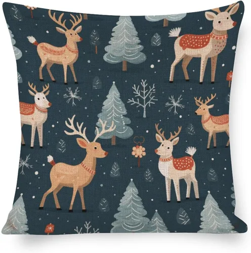 Vista 11 de Funda de almohada moderna para sofá, funda de almohada decorativa de tela de lino para exteriores, fundas de cojín de Navidad de Papá Noel