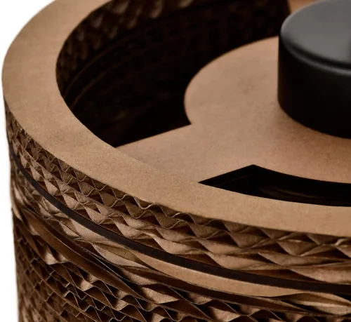 Vista 3 de Edvivi Lámpara colgante con pantalla cilíndrica de papel de estilo nórdico, 1 lámpara de araña de cartón marrón natural de 7.75 pulgadas