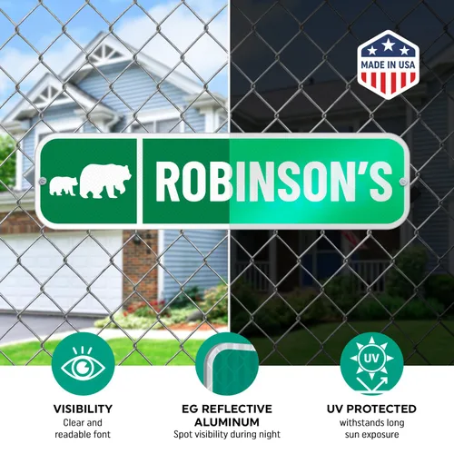 Vista 5 de Personaliza tu propio letrero de calle verde con símbolo de oso y cachorro por SmartSign 6 x 24 pulgadas 3M EG aluminio reflectante