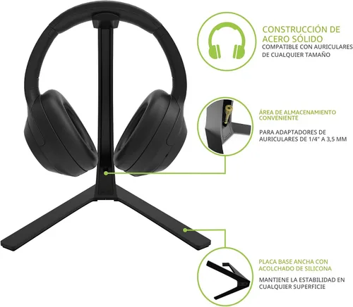 Vista 3 de Kanto Soporte universal para auriculares H3 Negro
