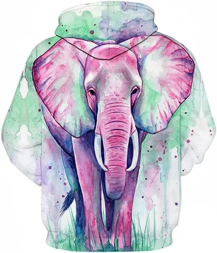Vista 2 de Sudadera unisex con capucha de elefante con estampado 3D de animales divertidos