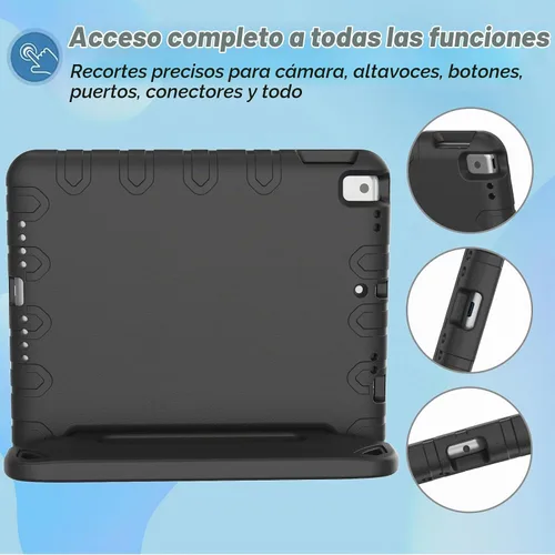 Vista 5 de LTROP Funda infantil para iPad de 9ª/8ª/7ª generación (2021/2020/2019), iPad 10.2 con protector de pantalla integrado, funda para niños con soporte