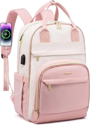 Vista 15 de LOVEVOOK Mochila para mujer, mochila para laptop de 15.6 pulgadas, mochilas escolares, bolsa antirrobo, bolsa antirrobo impermeable, para beige