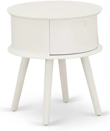 Vista 11 de East West Furniture GONE11 Gorgeous Gordon - Mesita de noche redonda de una pieza con cajón, 1 paquete, acabado negro