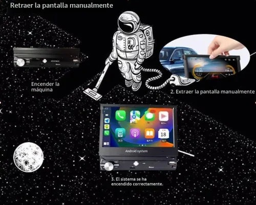 Vista 2 de 4+64GB Android 15 Single Din Vertical Car Stereo con Wireless/Wired Apple Carplay y Android Auto 7 "Manual Flip Out Unidad principal Radio