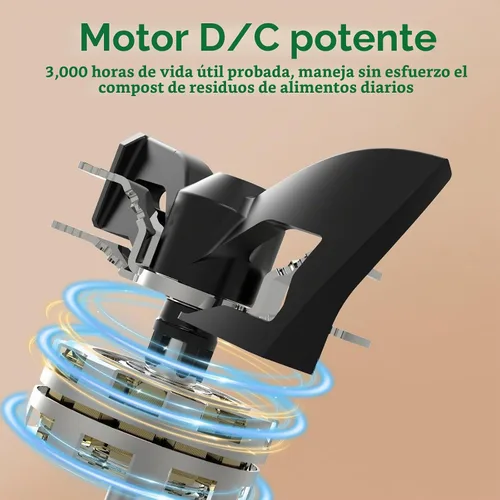 Vista 5 de 3L Compostador Eléctrico para Cocina, Contenedor de Compostaje de Encimera, Modelo Inteligente de Un Toque, Manejo de Residuos de Cocina, con Triple