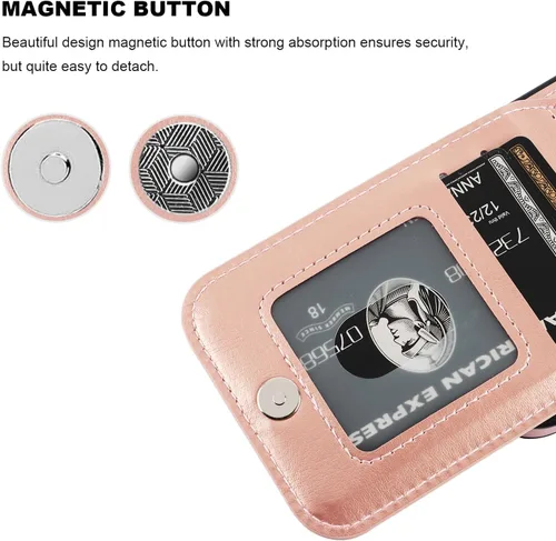 Vista 85 de KIHUWEY - Funda tipo cartera compatible con iPhone 15 con soporte para tarjetas de crédito, cierre magnético, soporte de cuero premium, cubierta