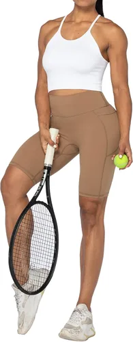 Vista 9 de Sunzel Pantalones cortos de ciclismo de 10 pulgadas, 8 y 5 pulgadas, para mujer, con bolsillos, cintura alta, para yoga, atletismo, gimnasio