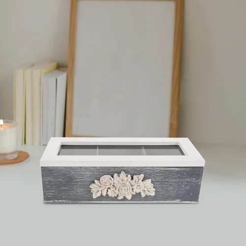 Vista 7 de Xmas Wooden 3 Compartment Jewelry Box Organizer with Lid