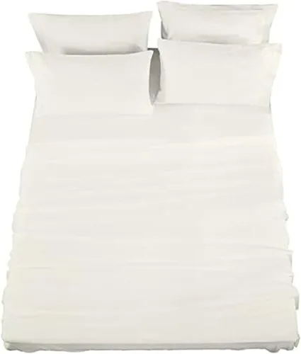 Vista 7 de Raymond Waites Juego de sábanas de 4 piezas, algodón rico, 400 hilos, beige, juego de sábanas matrimonial