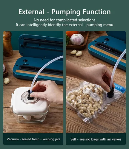 Vista 5 de Máquina selladora al vacío para conservación de alimentos, 6 modos con succión externa, 11 pulgadas de ancho de bolsa, diseño compacto para uso