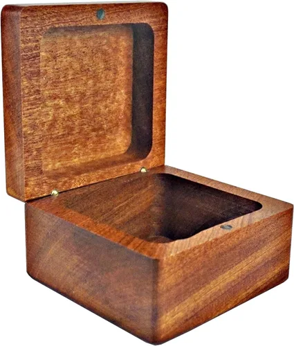 Vista 2 de Joyería cuadrada de madera de sapele hecha a mano y reloj decorativo para boda, Navidad, caja de regalo de cumpleaños