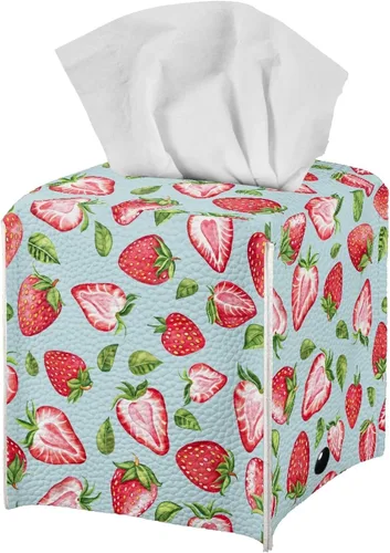 Vista 41 de ZFRXIGN Caja de pañuelos de hongos estética, funda cuadrada de piel sintética, organizador con cinturón inferior para tocador, encimera, mesita