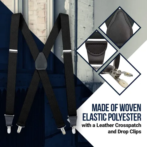 Vista 5 de Hold'Em Tirantes para hombre X-Back Clip en cuero Crosspatch hecho en Estados Unidos