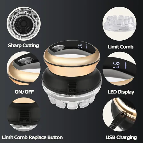 Vista 3 de KEMEI Cortadora de pelo para hombre, kit de corte automático de pelo Dorado