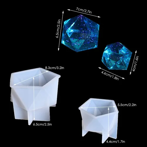 Vista 3 de 2 moldes de resina de gemas, moldes de silicona de piedras de cristal para resina, moldes de resina epoxi de cuarzo geométrico, manualidades, velas