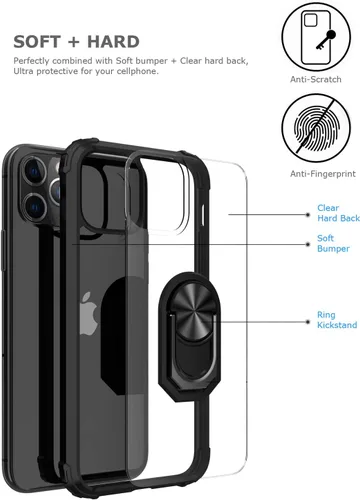Vista 2 de Funda con función atril para iPhone 11 Pro Max de 6.5 pulgadas (2019), funda transparente de protección contra caídas, carcasa delgada