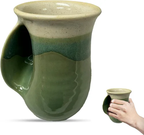 Vista 10 de Clay in Motion - Taza calentadora de manos para diestros, diseño Ocean Tide Marea del Océano