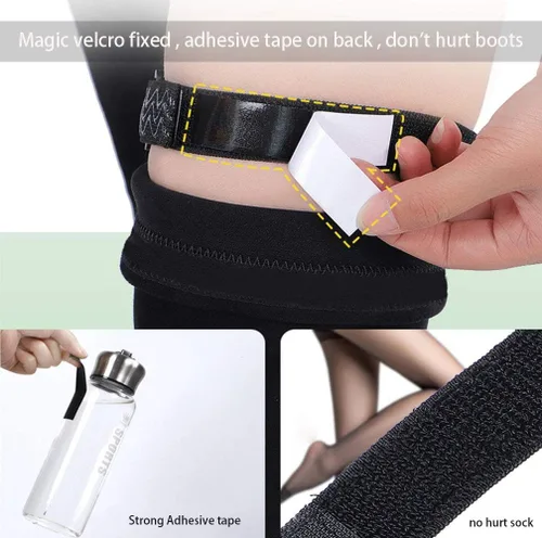 Vista 4 de KIKIGOAL 2 pares de correas para botas de rodilla con 20 correas elásticas ajustables de velcro, cómodas y fáciles de usar, mantienen las botas sin