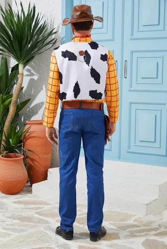 Vista 7 de LILLIWEEN Woody - Disfraz de vaquero para adultos, disfraz de sheriff para Halloween, disfraz de uniforme de Halloween