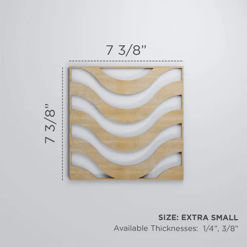 Vista 2 de 7 3/8"W X 7 3/8"H Extra Pequeño Parker Decorativo Calado Paneles De Pared De Madera, Aliso