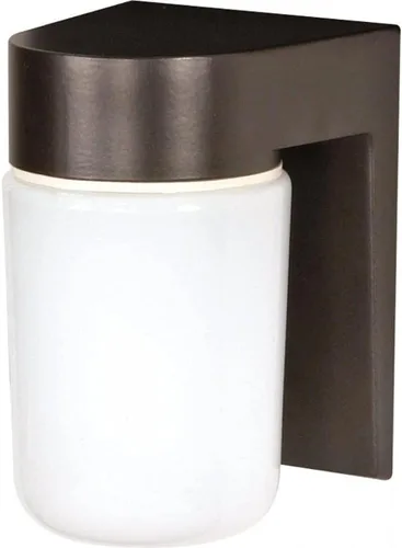 Vista 2 de Nuvo Luminaria SF77/141 Utilidad para Exteriores, Aplique de Aluminio Fundido Duradero para Montaje en Pared, Luz de Porche y Patio con Globo