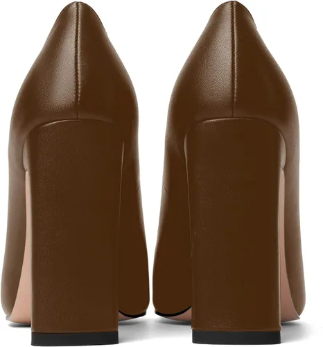 Vista 4 de SHOWFOREST Zapatos de tacón alto para mujer, sexy, con puntera puntiaguda, mate, de 4 pulgadas