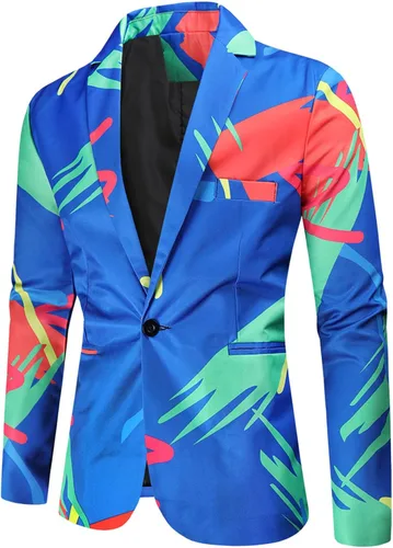 Vista 4 de AMTF Conjunto de trajes de blazer para hombre, de moda, casual, estampado, chaleco, pantalones, conjunto de 3 piezas, chaleco y pantalones