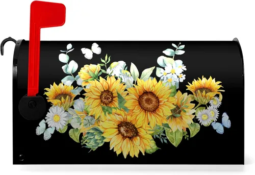 Vista 81 de Funda magnética para buzón patriótico de verano del 4 de julio, cubierta para buzón de bandera de Estados Unidos, diseño floral, Día