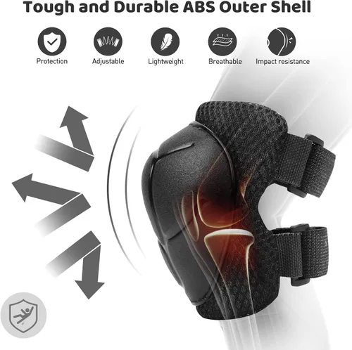 Vista 2 de KUYOU Rodilleras para Niños Coderas Protectores Equipo de Protección Conjunto Equipo de Seguridad para Patines de Ruedas Ciclismo Bicicleta BMX