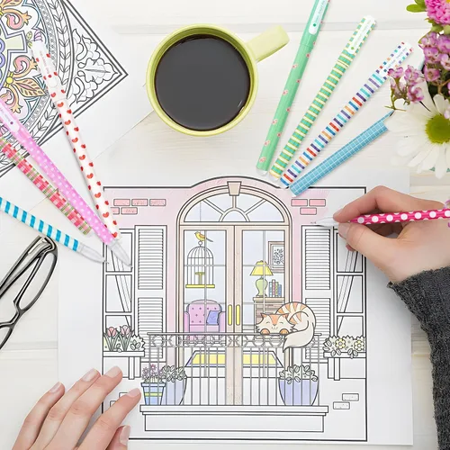 Vista 6 de 10 bolígrafos de colores, bonitos bolígrafos para niñas, 10 bolígrafos kawaii, juego de bolígrafos de punta fina para niños, niñas, estudiantes