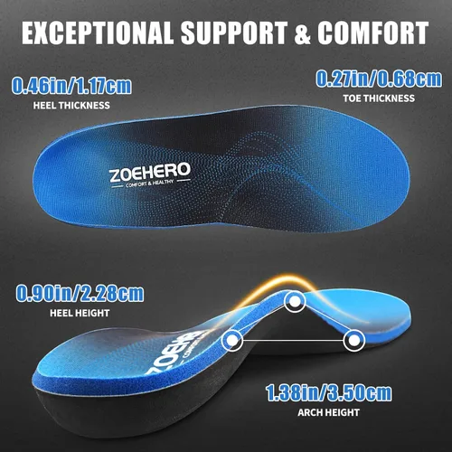 Vista 2 de Plantillas para fascitis plantar para hombres y mujeres, insertos ortopédicos resistentes con soporte de arco para alivio de la fascitis plantar