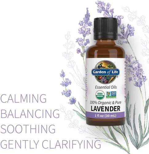 Vista 2 de Garden of Life Aceite Esencial, Lavanda 1 fl oz (30 mL), 100% Orgánico USDA & Puro, Limpio, Sin Diluir y Sin OMG - para Difusor, Aromaterapia
