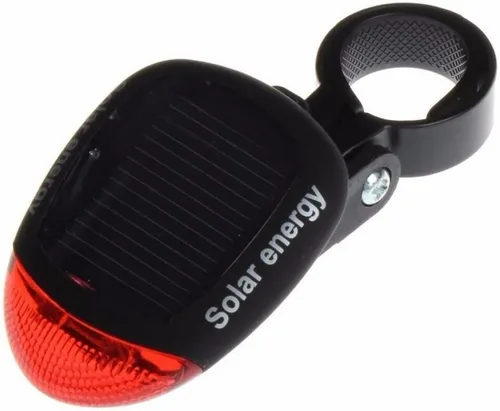 Vista 4 de anso Luz trasera LED con energía solar intermitente luz trasera bicicleta bicicleta lámpara seguridad 2 LED reflector