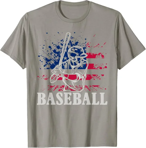 Vista 31 de Camiseta de béisbol deportiva estadounidense con bandera estadounidense, Negro, S