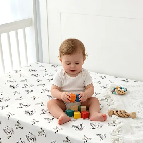 Vista 6 de Baby Crib Sheets for Boys 2 Pack, Toddler Bed Sheets Neutral, Extra Breathable, Soft, Stretchy Microfiber, 28"x 52" Fitted Sheet for Standard Crib &