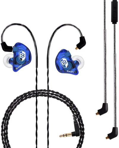 Vista 12 de BASN Auriculares profesionales intrauditivos con monitor para cantantes, bateristas y músicos con conector MMCX IEM (Pro Clear Negro)