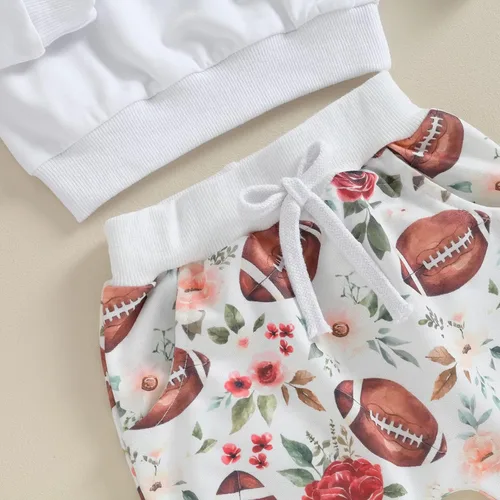 Vista 4 de CIYCUIT Conjunto de 3 piezas de sudadera de margaritas + pantalones + diadema, ropa infantil de otoño e invierno