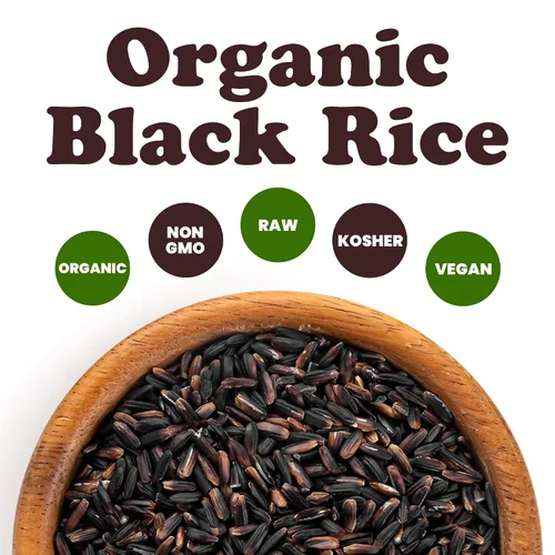 Vista 4 de Food to Live Arroz negro orgánico, 1 libra, arroz integral sin OMG. Sabor a nuez y dulce. Rico en antioxidantes y fibra dietética. Kosher, vegano.