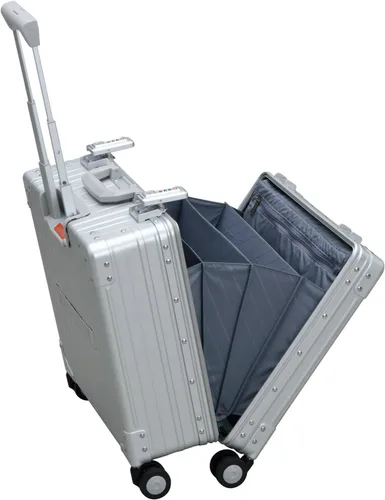 Vista 3 de ALEON Maletín de negocios con ruedas de lujo de aluminio de 17", Platino, talla única, Classic