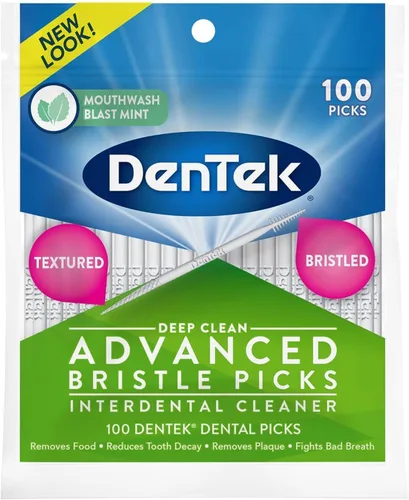 Vista 2 de DenTek Púas de cerdas Deep Clean, 100 unidades (paquete de 2), color blanco, Blanco
