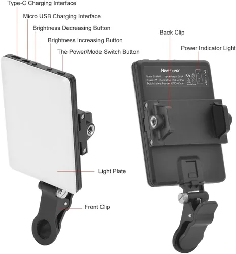 Vista 4 de Newmowa Luz de relleno para selfie+agarre de mano de potencia de 10000mAh